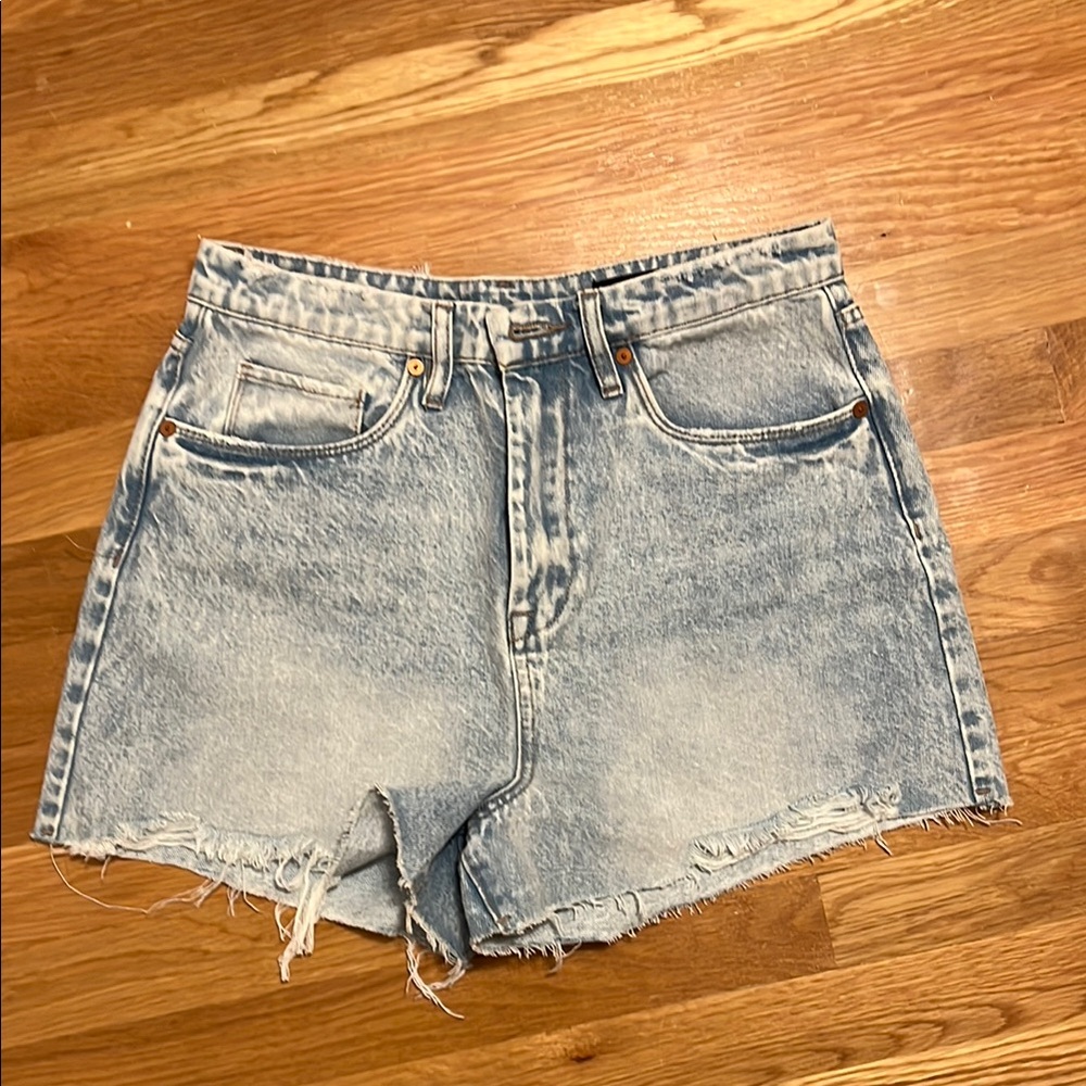 Blank NYC Blue Distressed Jean Shorts